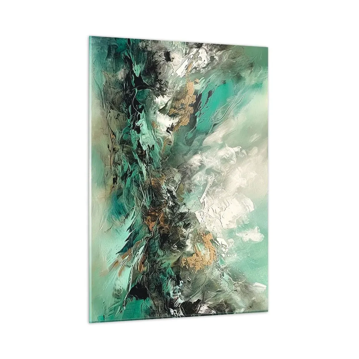 Quadro em vidro - Surf esmeralda e preto - 50x70 cm