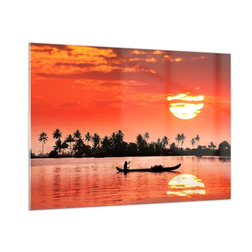 Quadro em vidro - A calma dos trópicos ao pôr do sol - 100x70 cm