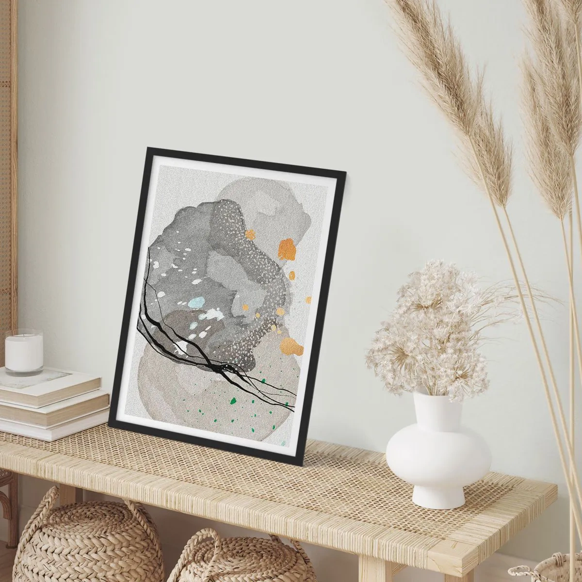 Pôster com moldura preta - Composição orgánica - 61x91 cm