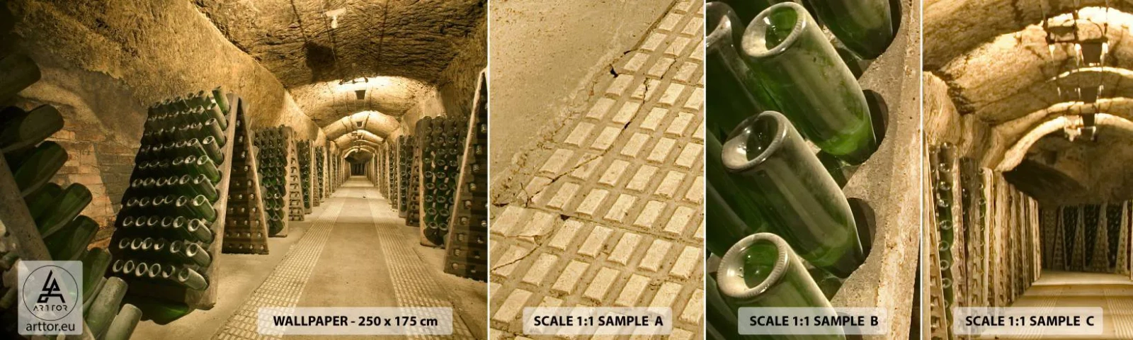 Amostra de Papel de Parede Standard Eco - O nascimento do sabor - Gastronomia, Uma garrafa de vinho, Adega - 100x30 cm