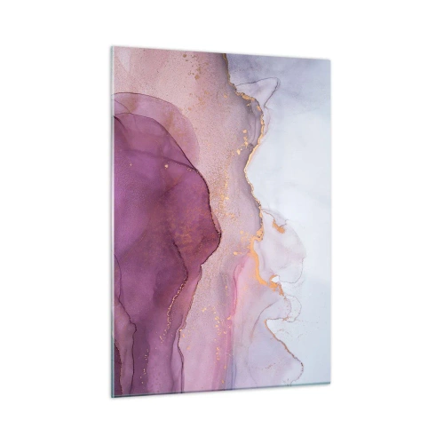 Quadro em vidro - Ondas de lilás e roxo - 50x70 cm
