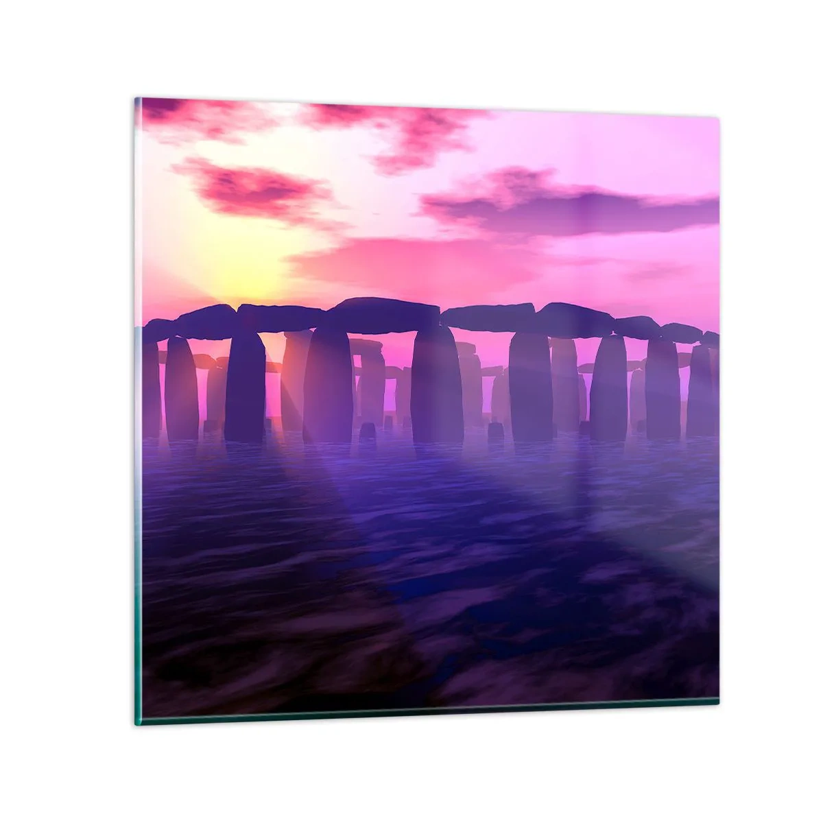 Quadro em vidro - O mistério do amanhecer no nevoeiro - 30x30 cm