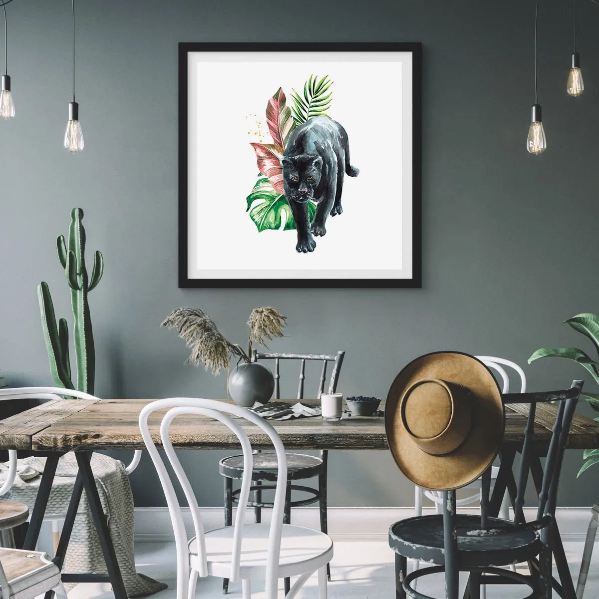 Pôster com moldura preta - Coração selvagem - 60x60 cm