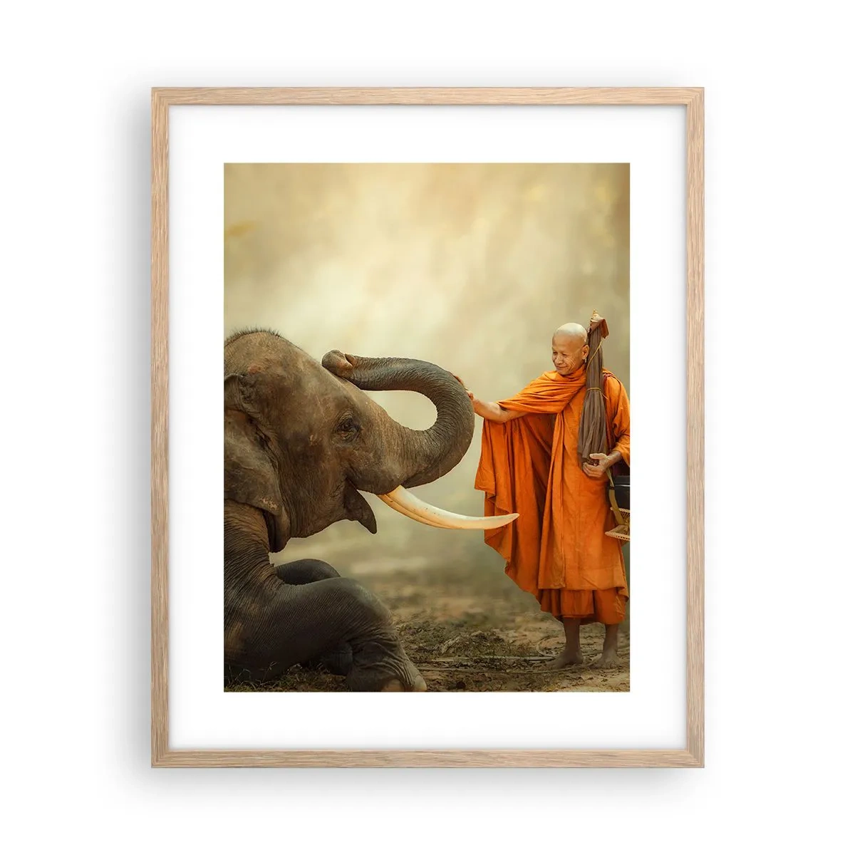 Pôster com moldura de carvalho claro - Encontro na viagem - 40x50 cm