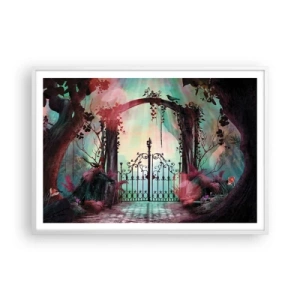 Pôster em moldura branca - Jardim secreto - 100x70 cm
