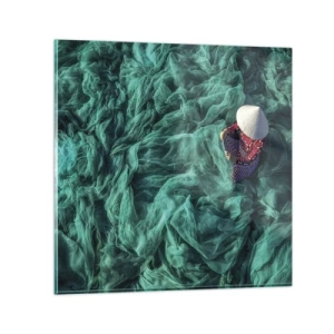 Quadro em vidro - Num mar de redes - 70x70 cm