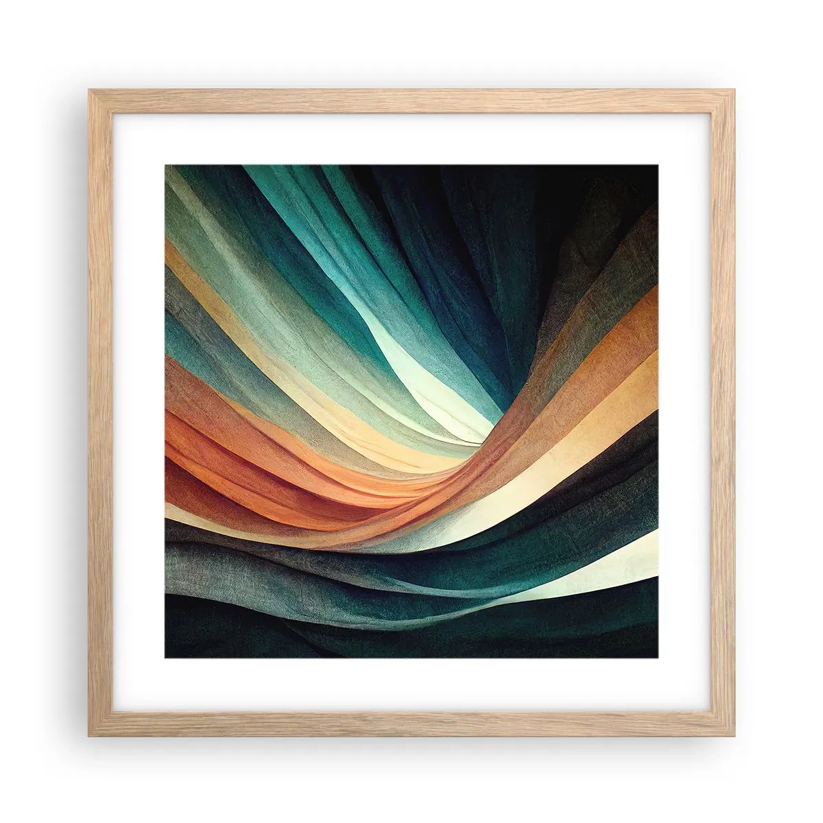 Pôster com moldura de carvalho claro - Tecido de cores - 40x40 cm