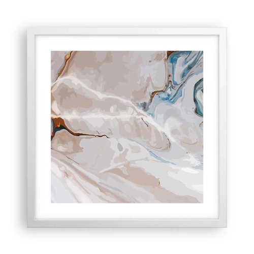 Pôster em moldura branca - Meandros azuis sob branco - 40x40 cm