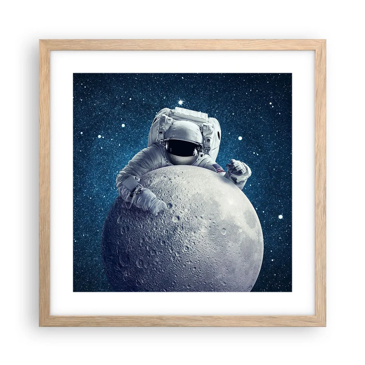 Pôster com moldura de carvalho claro - Coringa do espaço - 40x40 cm