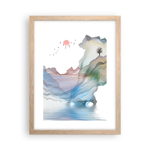 Pôster com moldura de carvalho claro - Em direção às montanhas de cristal - 30x40 cm