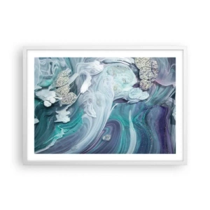Pôster em moldura branca - Correntes de azul - 70x50 cm