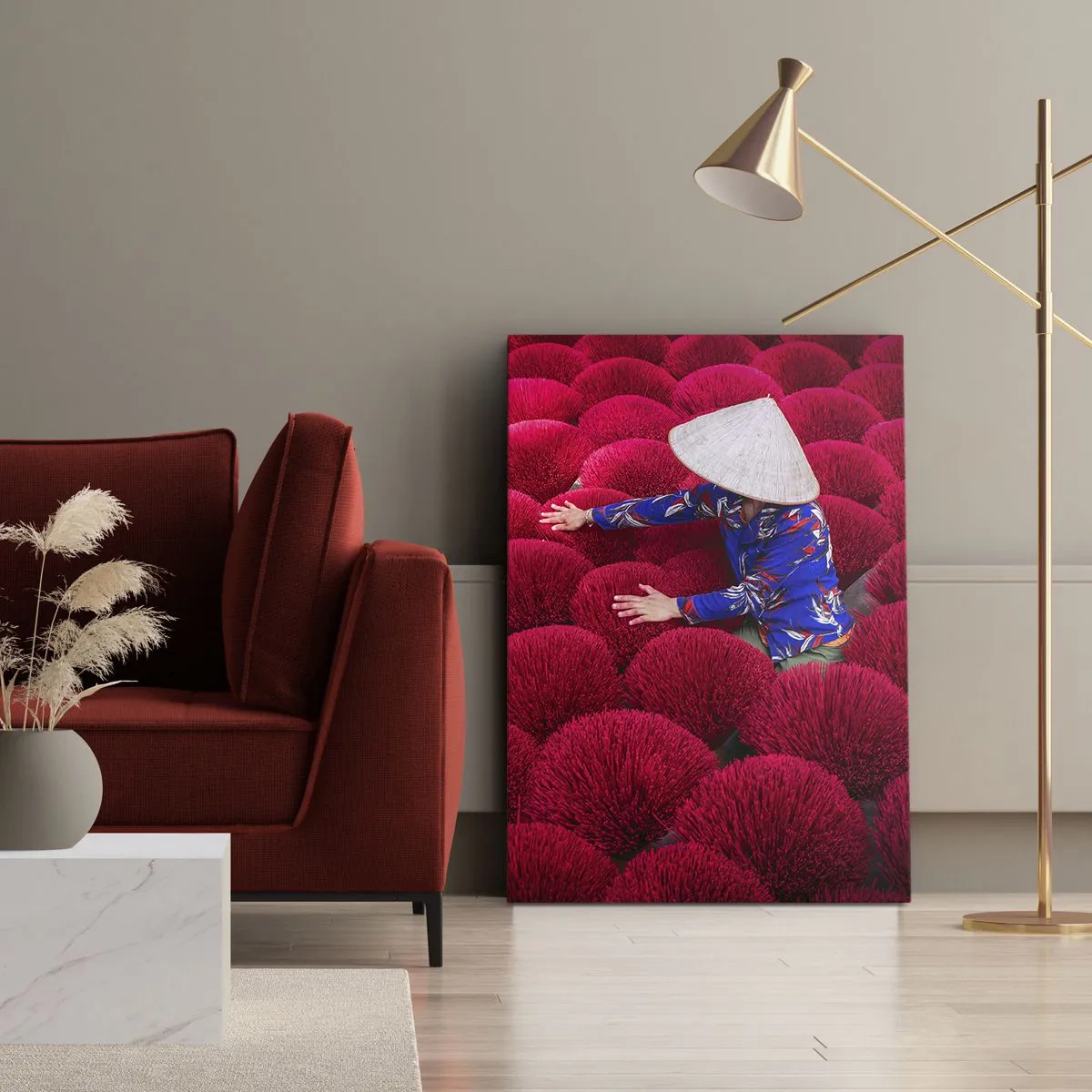 Quadro em tela - No campo de arroz - 70x100 cm