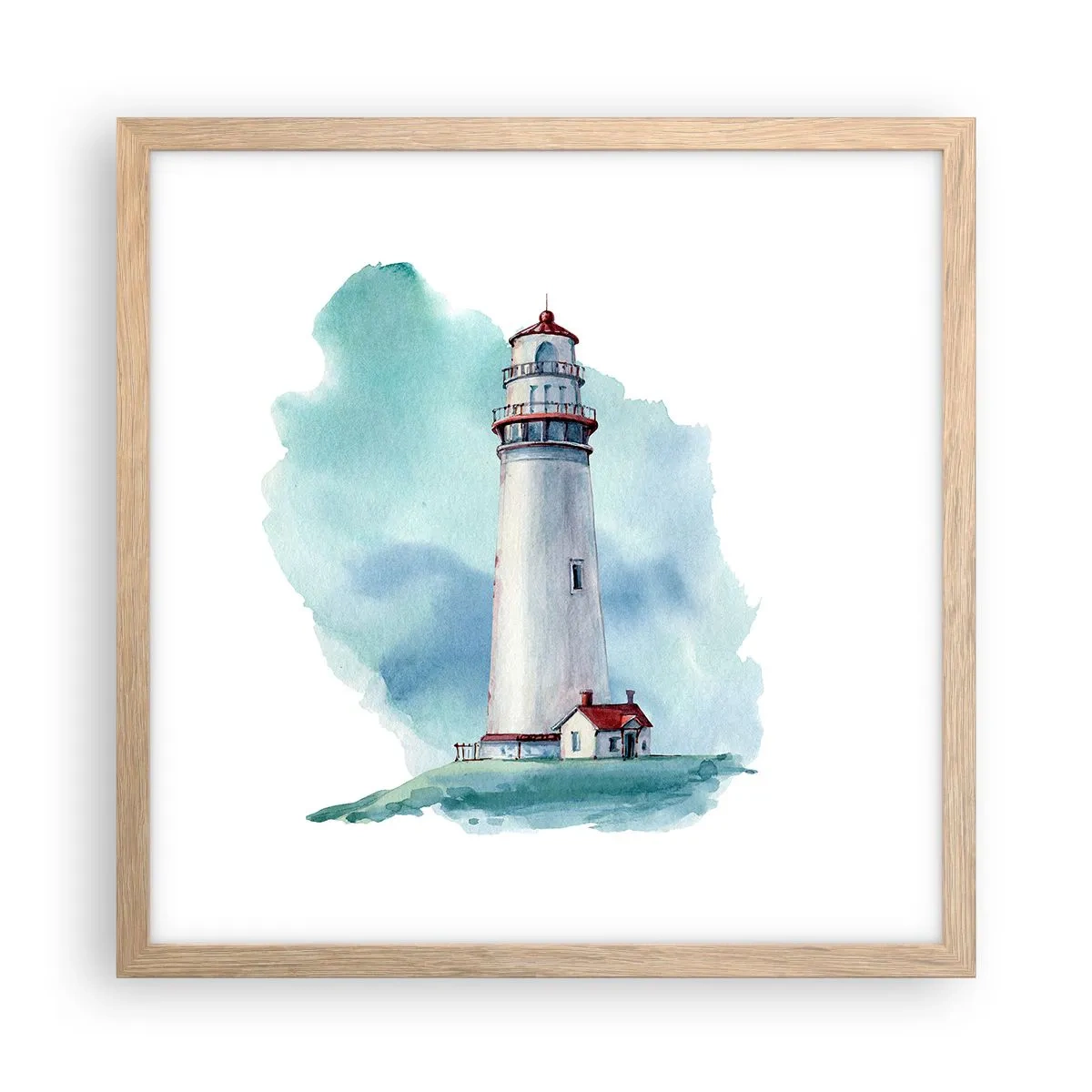 Pôster com moldura de carvalho claro - A gentil irmã do azul - 40x40 cm