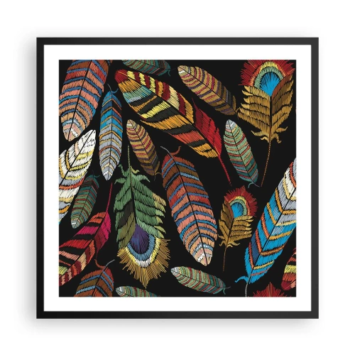 Pôster com moldura preta - O carnaval dos pássaros - 60x60 cm