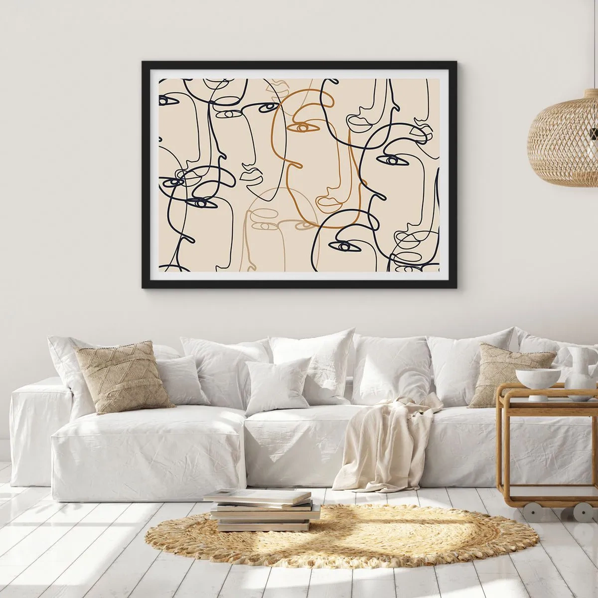 Pôster com moldura preta - Retrato multiplicado - 70x50 cm