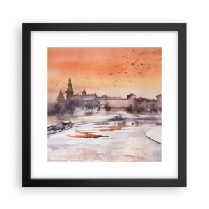 Pôster com moldura preta - Pôr do sol real - 30x30 cm