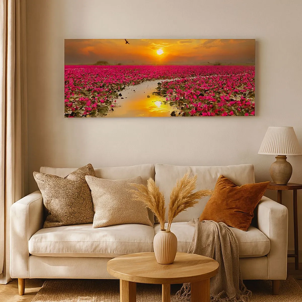 Quadro em tela - A vida secreta do lago - 100x40 cm