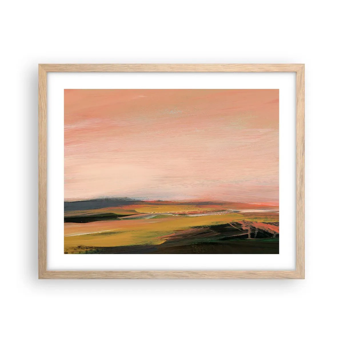 Pôster com moldura de carvalho claro - Em tons rosa - 50x40 cm