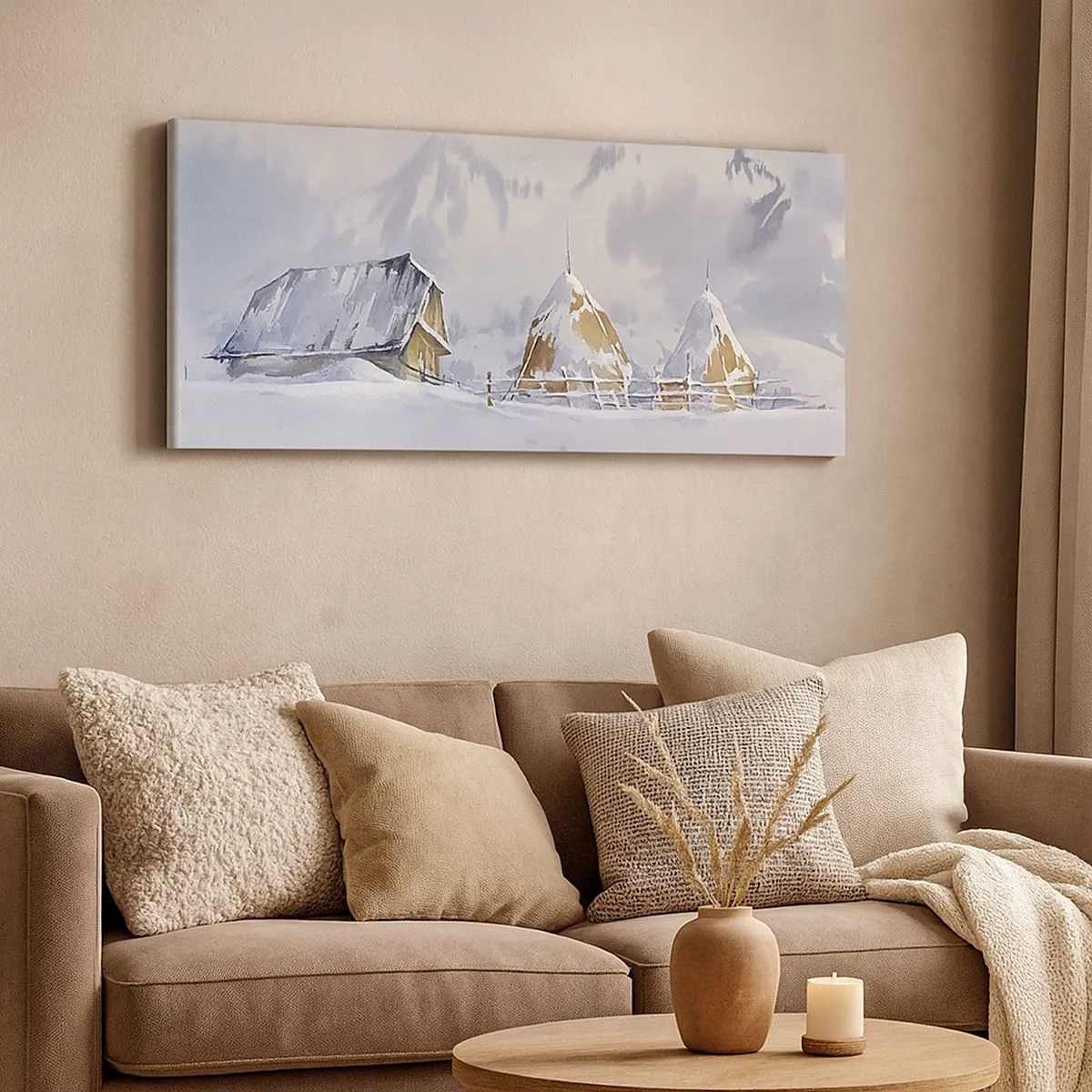 Quadro em tela - No vale nevado - 100x40 cm
