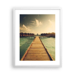 Pôster em moldura branca - Um convite caloroso - 40x50 cm