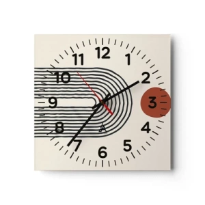 Relógio de parede - Relógio em vidro - Magnetismo de formas e cores - 30x30 cm