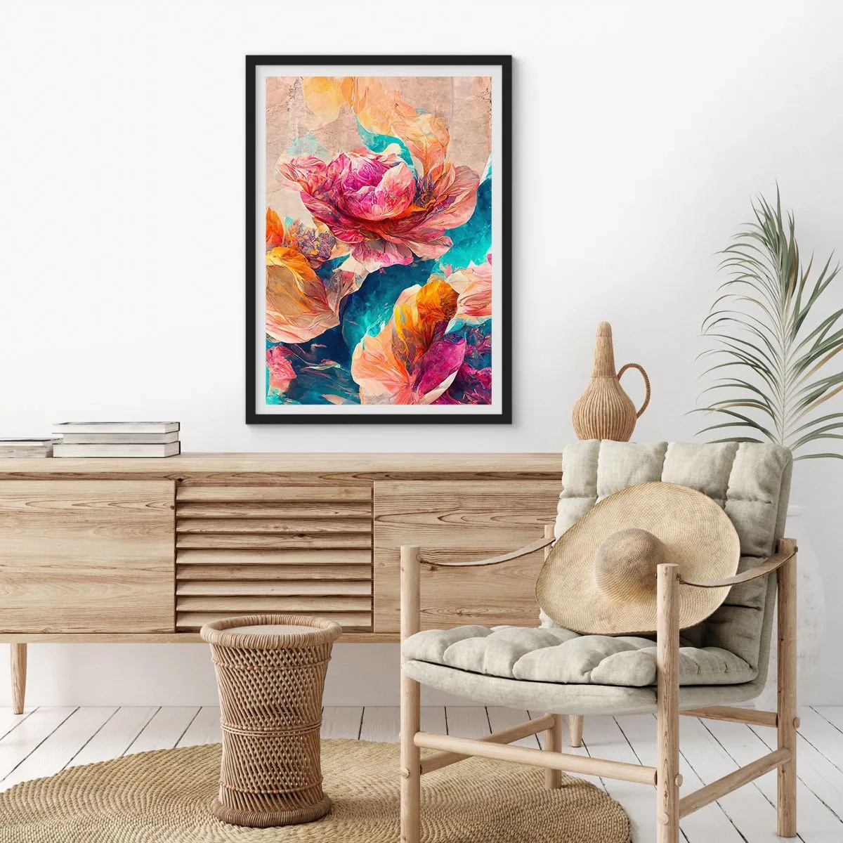 Pôster com moldura preta - Esplendor colorido do buquê - 61x91 cm