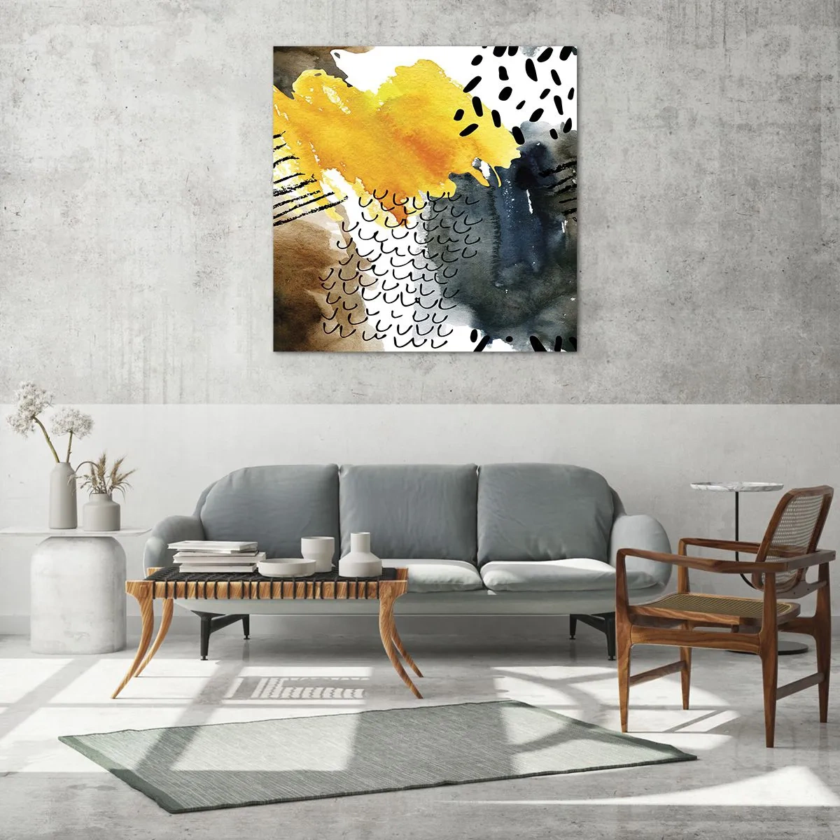 Quadro em vidro - Reunião dos elementos da natureza - 50x50 cm