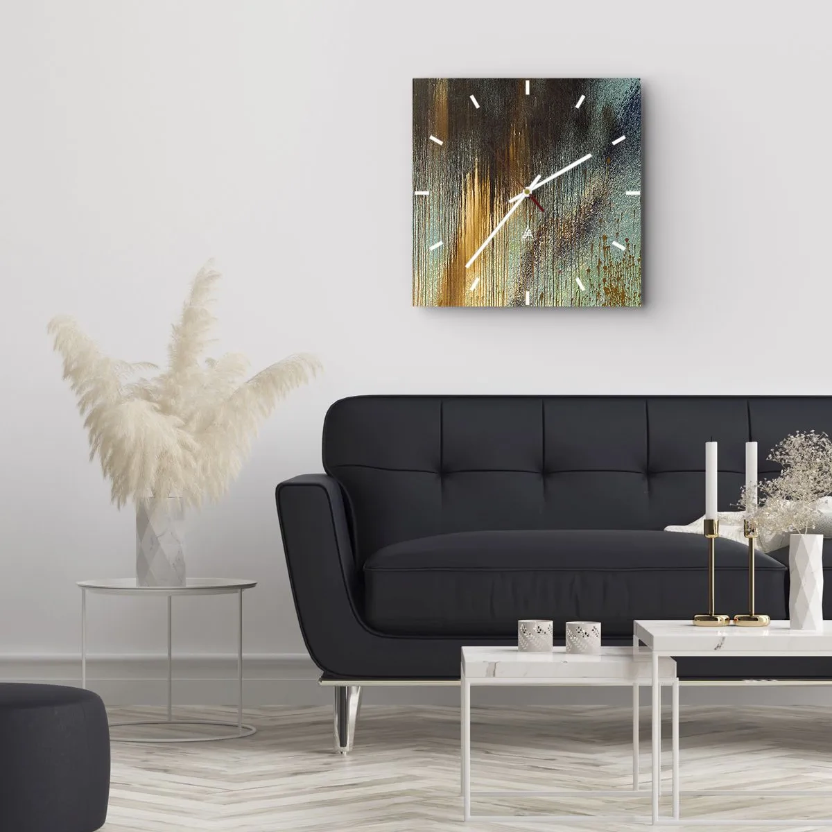 Relógio de parede - Relógio em vidro - Uma composição colorida não acidental - 30x30 cm