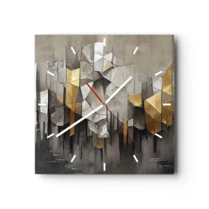 Relógio de parede - Relógio em vidro - Composição de gelo e luz - 30x30 cm