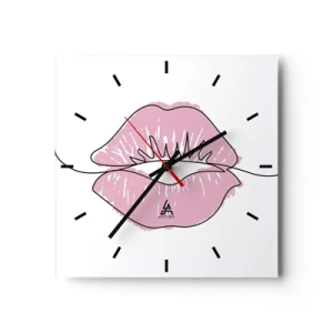 Relógio de parede - Relógio em vidro - Pronto para beijar? - 30x30 cm