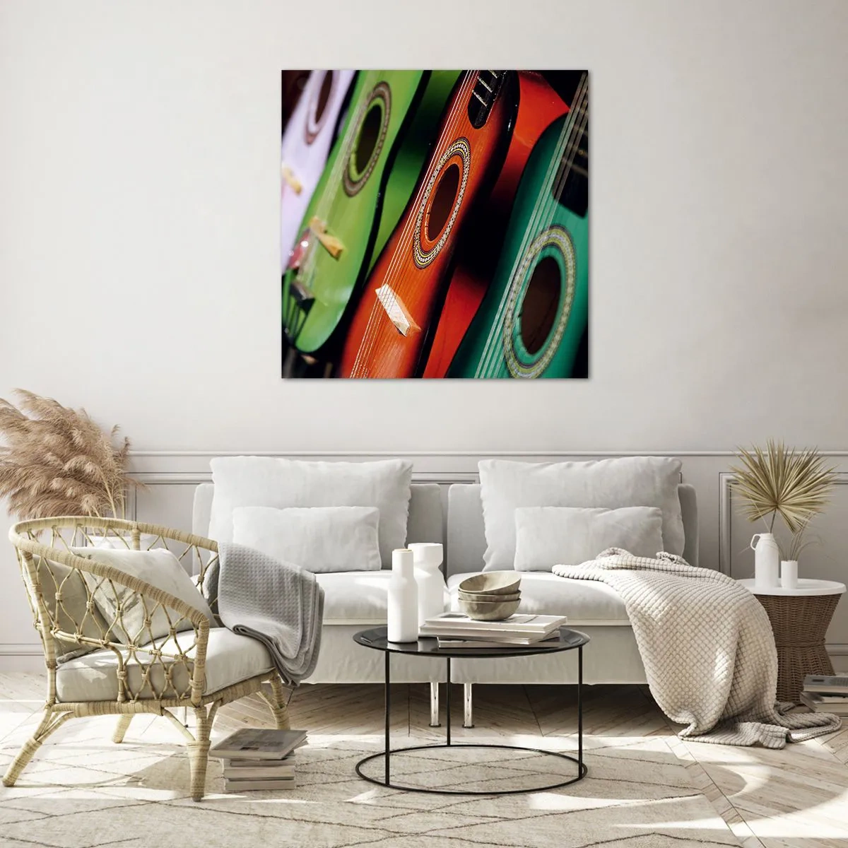 Quadro em vidro - A guitarra tem muitas cores - 60x60 cm