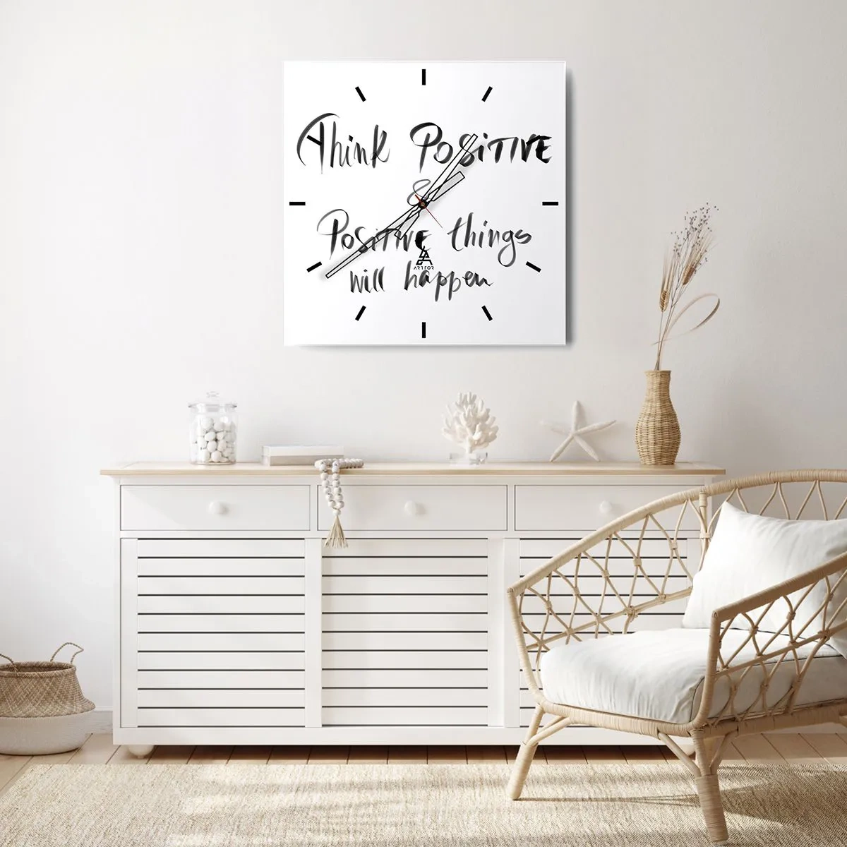 Relógio de parede - Relógio em vidro - Como viver? - 30x30 cm