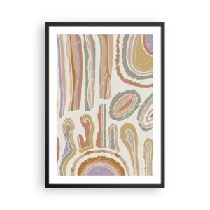 Pôster com moldura preta - Padrões orgânicos abstratos em tons terrosos quentes - 50x70cm - Secções transversais coloridas - Decoração de parede moderna para a sala de estar e quarto ARTTOR