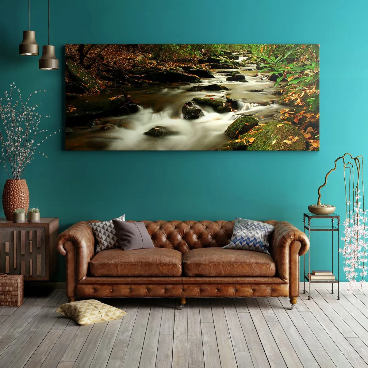 Quadro em tela - Como prata líquida - 120x50 cm