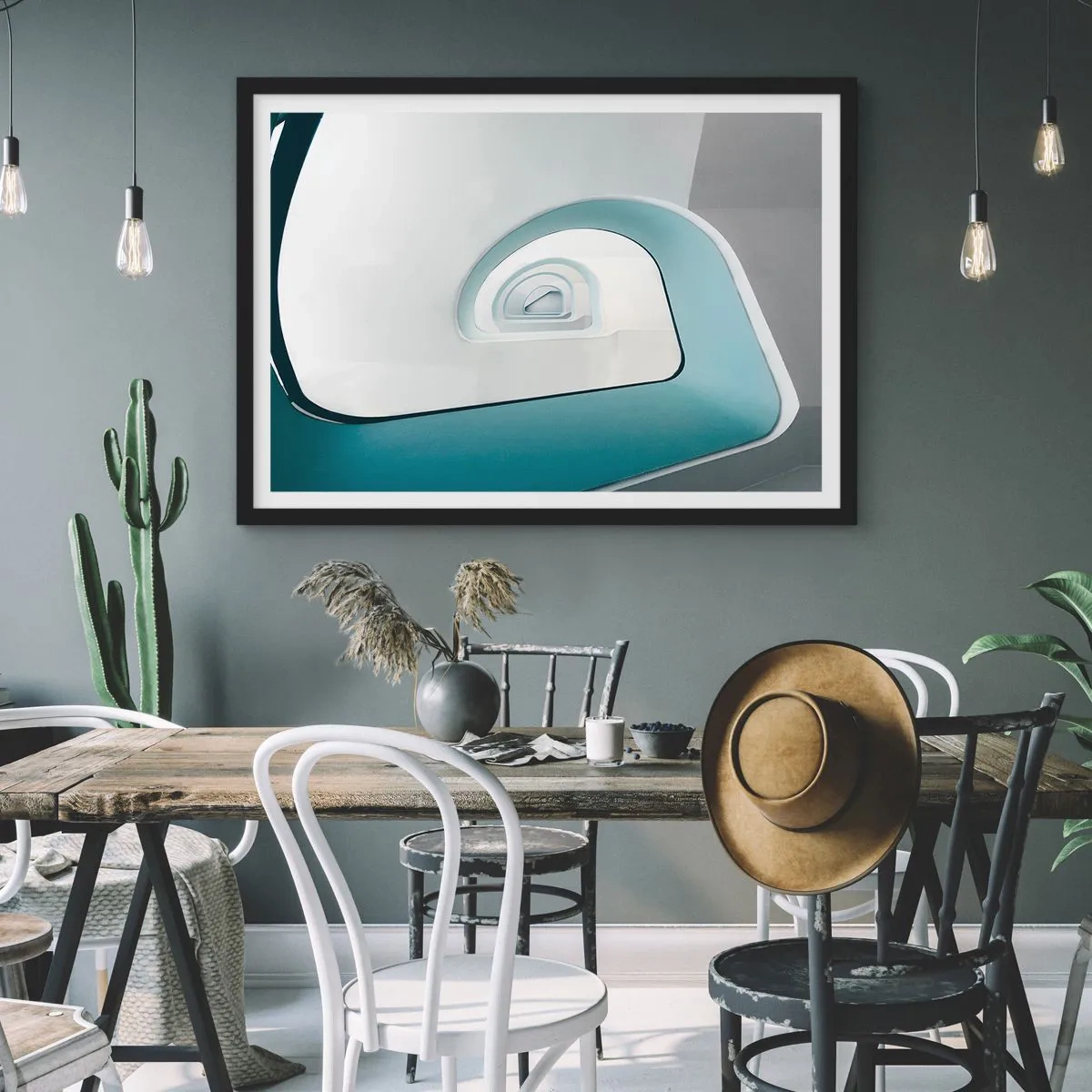 Pôster com moldura preta - Para o fundo do azul - 91x61 cm