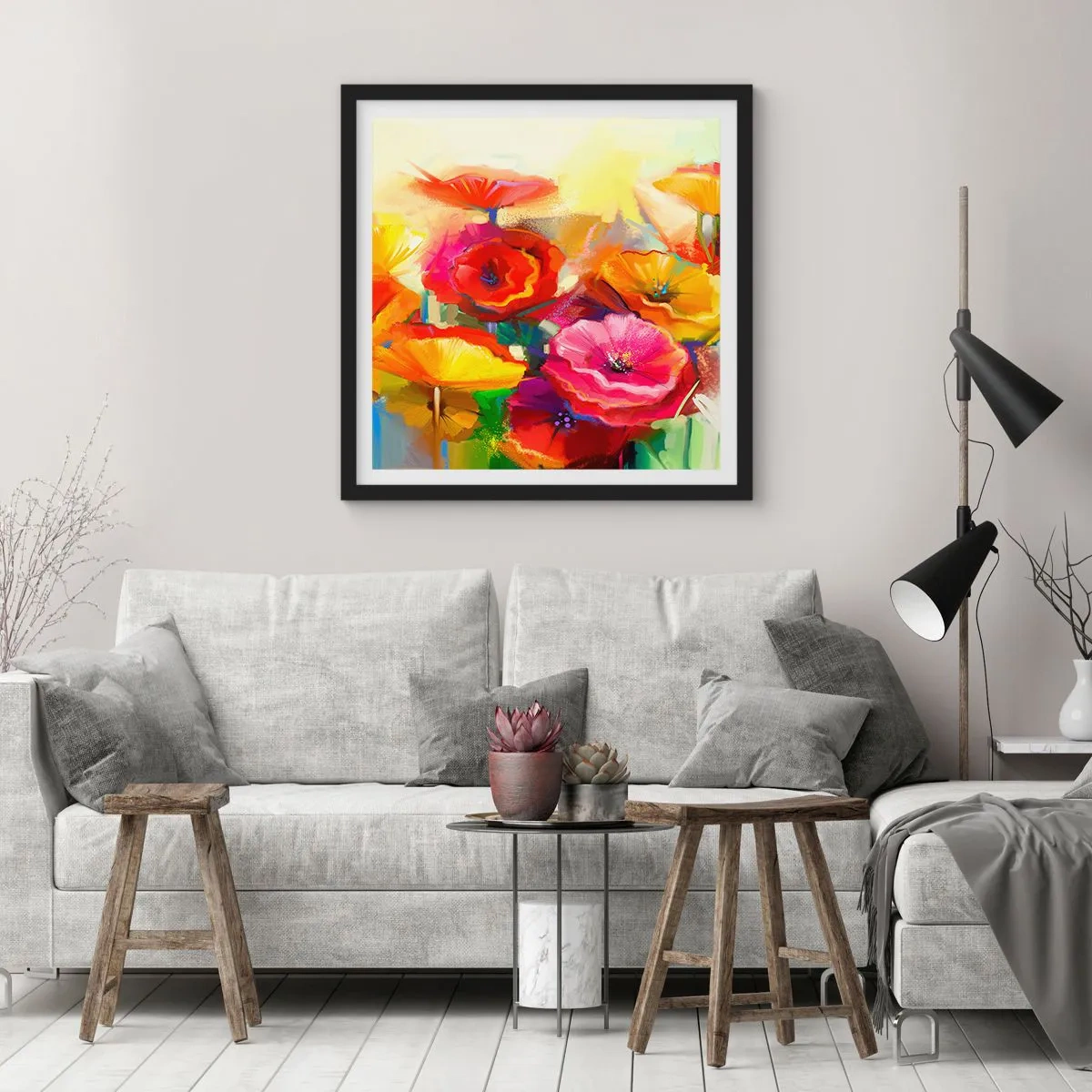 Pôster com moldura preta - Não só vermelho - 60x60 cm