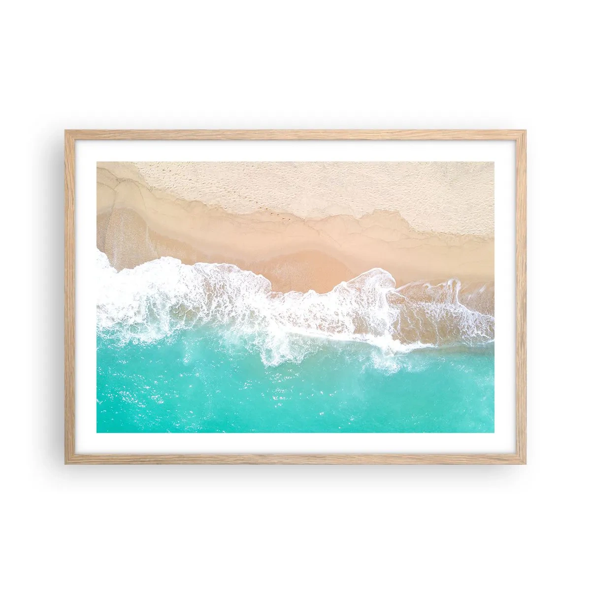 Pôster com moldura de carvalho claro - Toque carinhoso - 70x50 cm