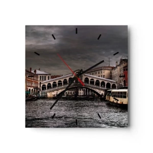 Relógio de parede - Relógio em vidro - A promessa de uma noite em Veneza - 30x30 cm