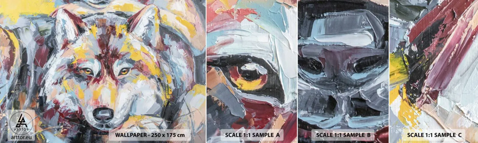 Amostra de Papel de Parede Standard Eco - Paz entre entes queridos - Abstração, Lobo, Pintura - 100x30 cm