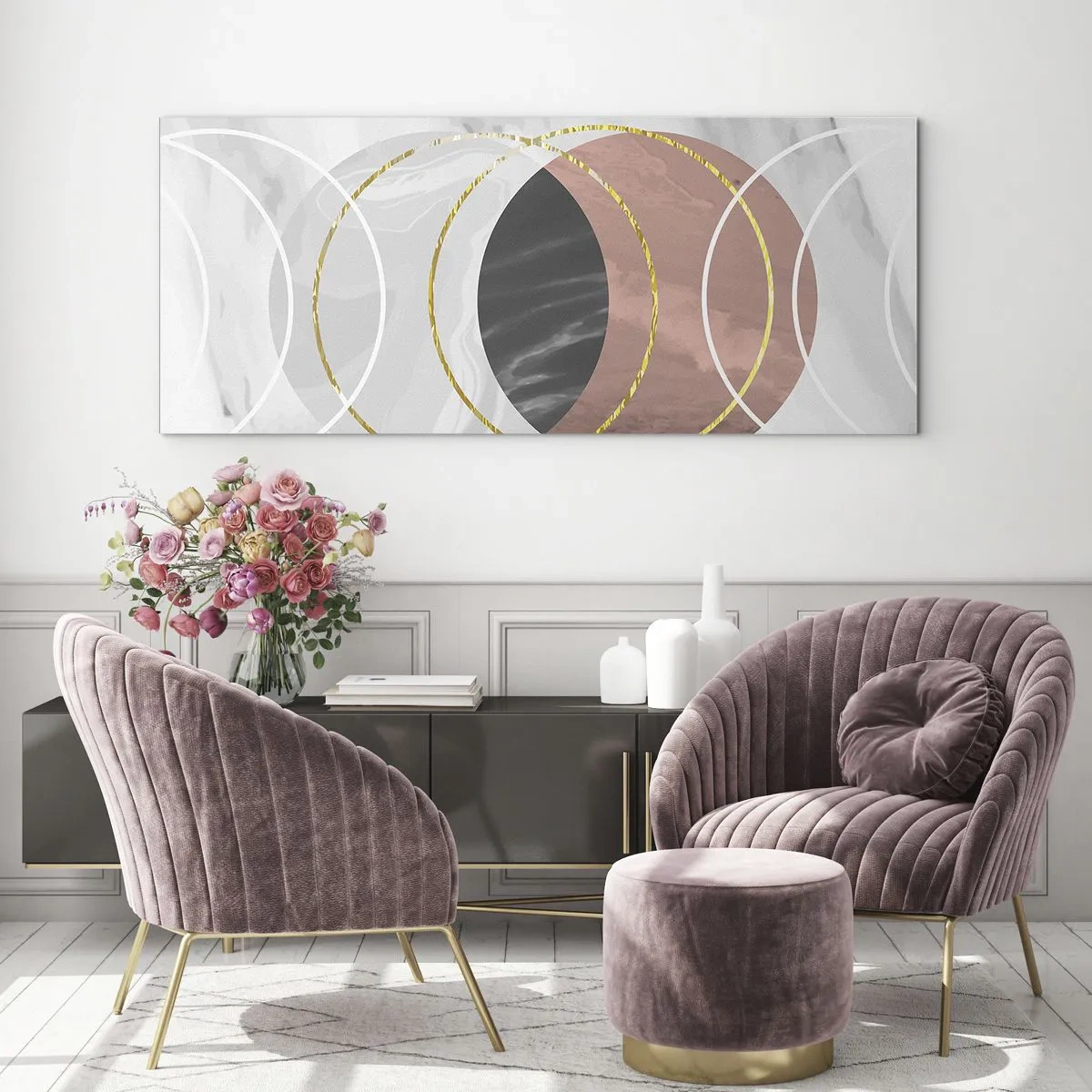 Quadro em vidro - Música das esferas - 100x40 cm