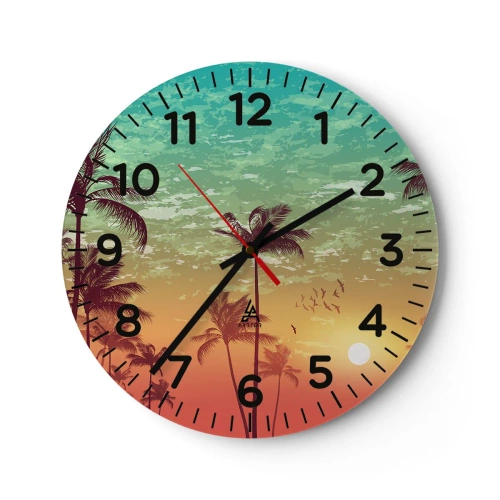 Relógio de parede - Relógio em vidro - Climas tropicais - 40x40 cm