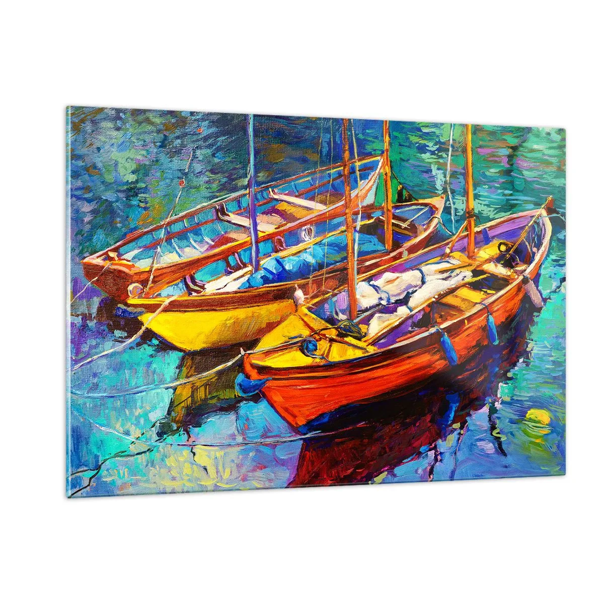 Quadro em vidro - Em águas espessas pelas cores - 120x80 cm