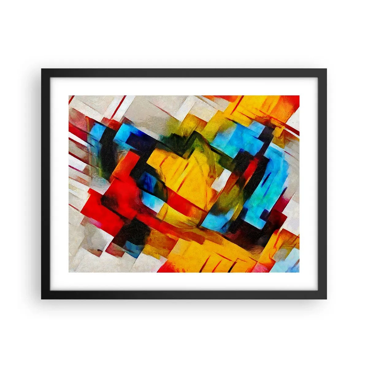 Pôster com moldura preta - Camadas multicoloridas - 50x40 cm