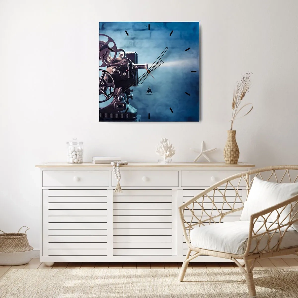 Relógio de parede - Relógio em vidro - No cinema antigo - 30x30 cm