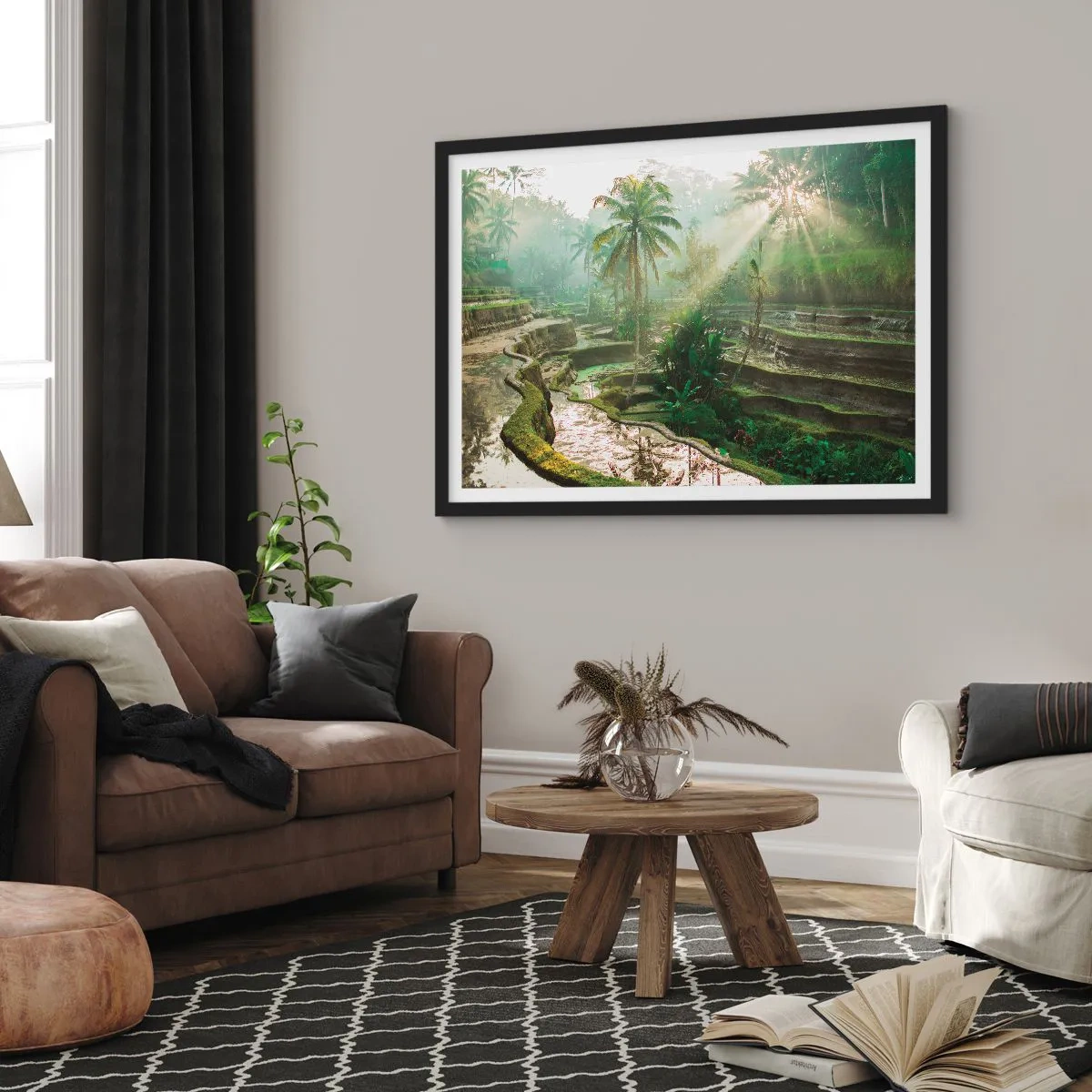 Pôster com moldura preta - Crescer ao sol - 100x70 cm