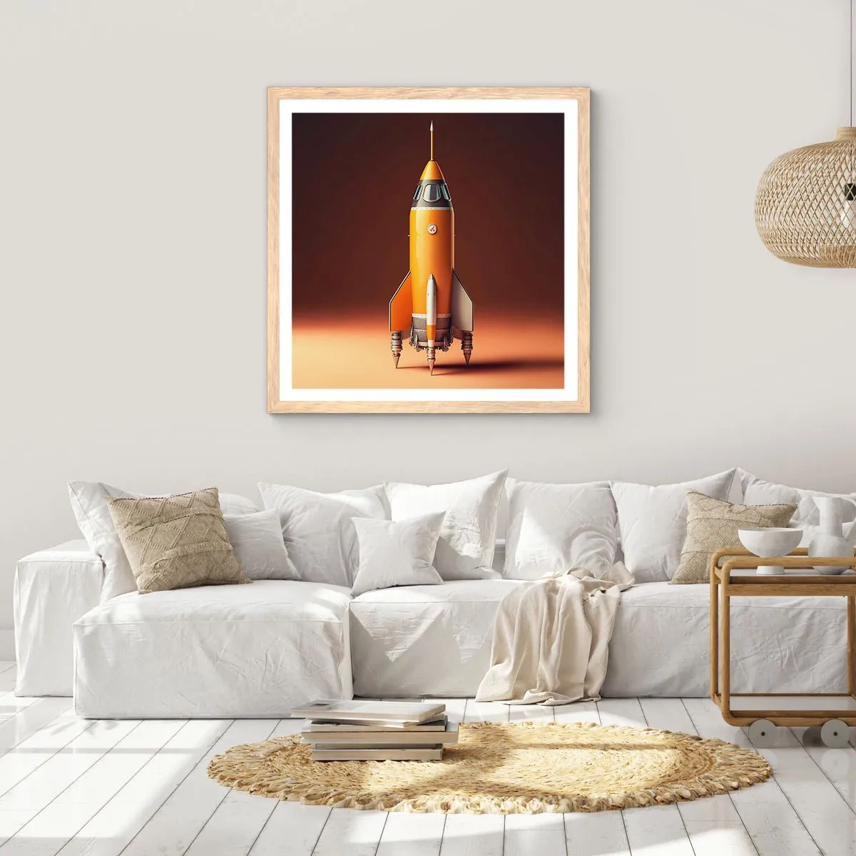 Pôster com moldura de carvalho claro - Tudo começa com um sonho - 40x40 cm