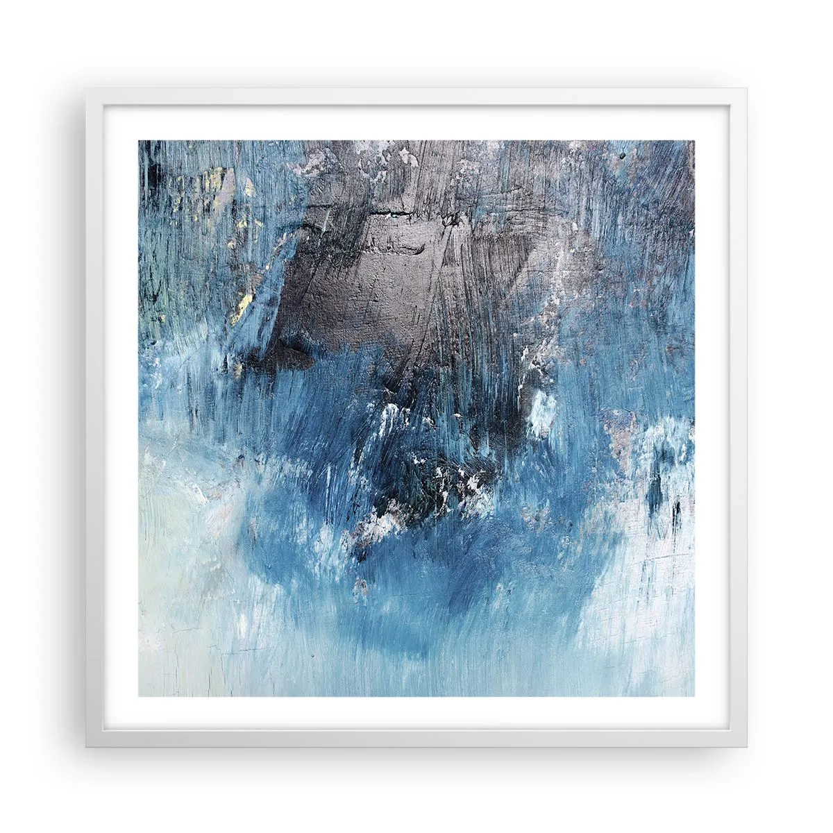 Pôster em moldura branca - Rapsódia em azul - 60x60 cm