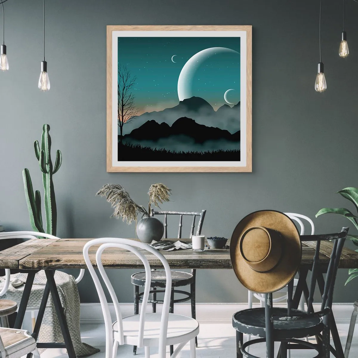 Pôster com moldura de carvalho claro - Carnaval de uma noite estrelada - 40x40 cm