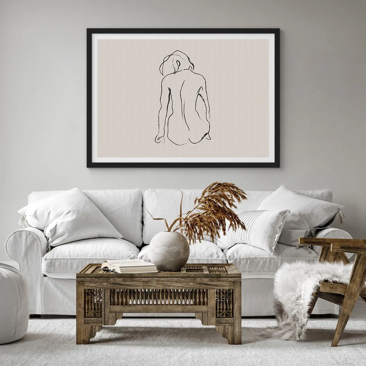 Pôster com moldura preta - Nu de rapariga - 70x50 cm