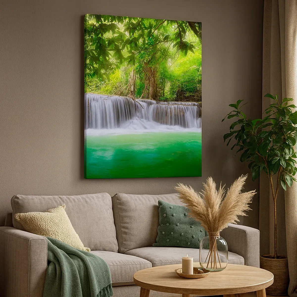 Quadro em tela - Cascata verde - 50x70 cm